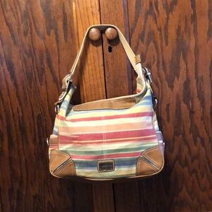 ETIENNE AIGNER Cotton Canvas Striped Multicolor Shoulder Bag
